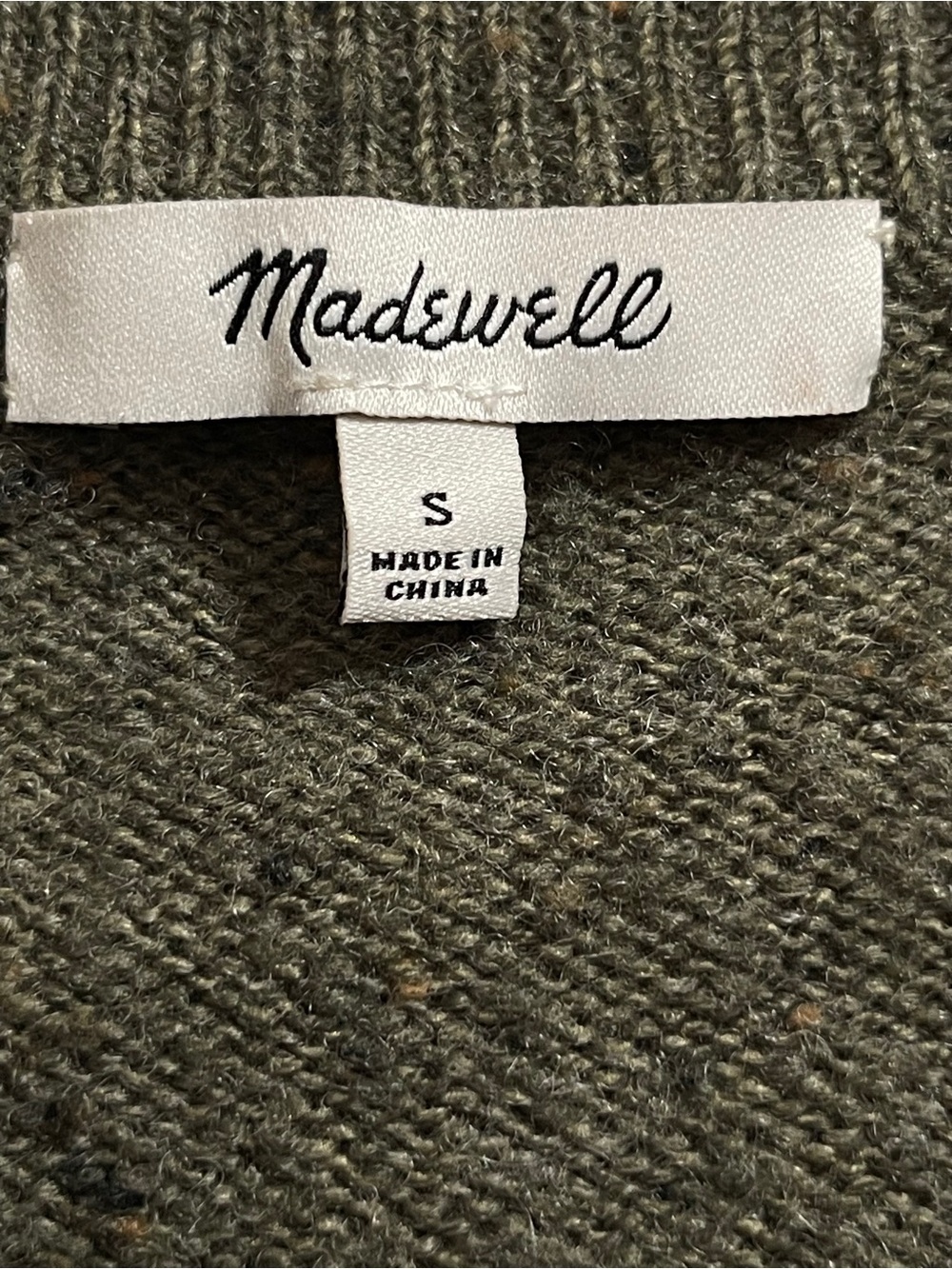 Madewell Olive Green Wool Blend V-Neck Tunic Sweater Small Cozy Preppy - Picture 6 of 7